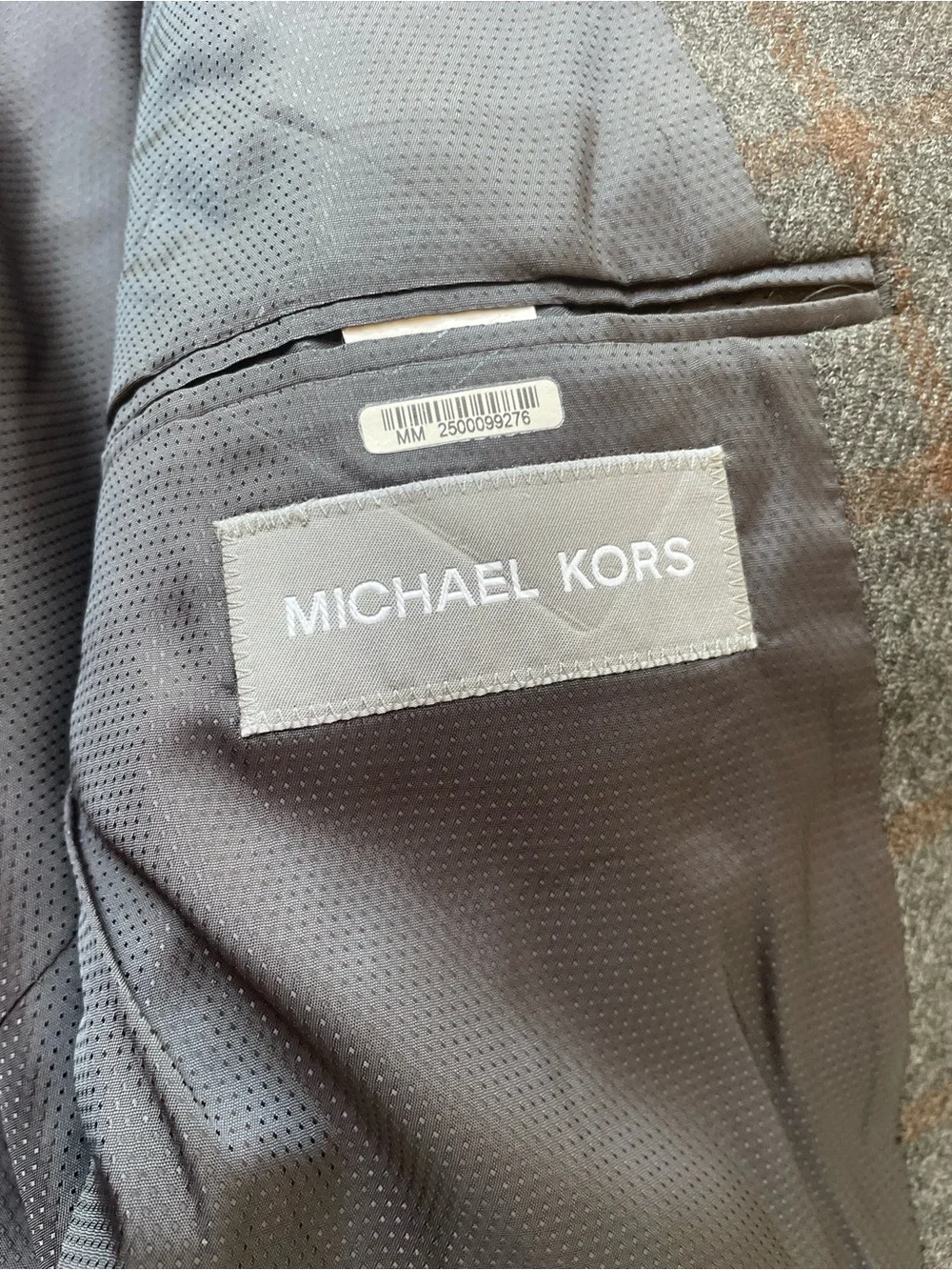 Michael Kors Gray Windowpane Wool Sport Coat with Brown Check Mens 42L